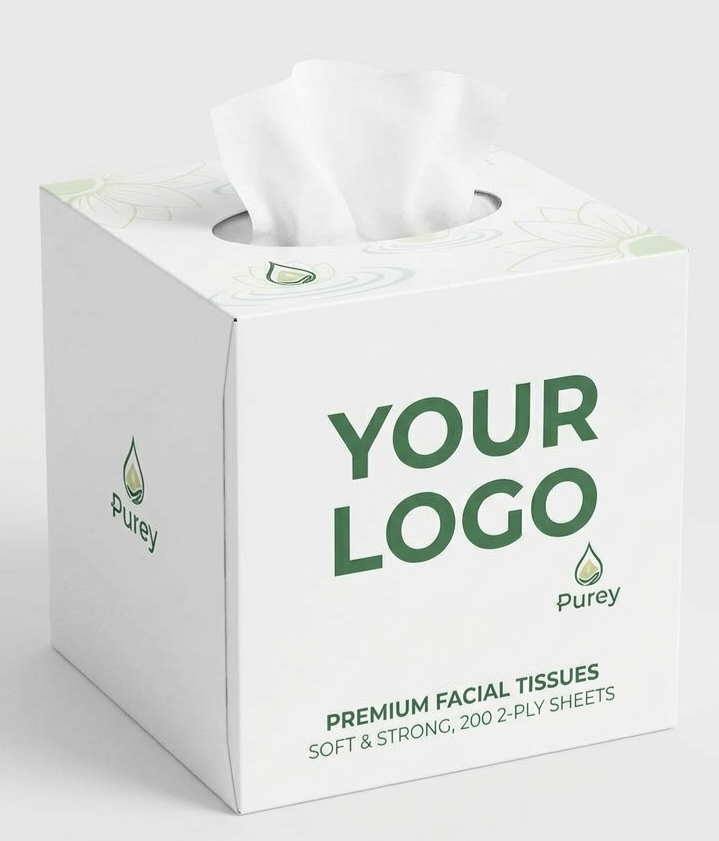Custom branded tissue box - Purey Hydrate Islamabad